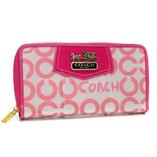 Coach In Signature Large Fuchsia Wallets AXK